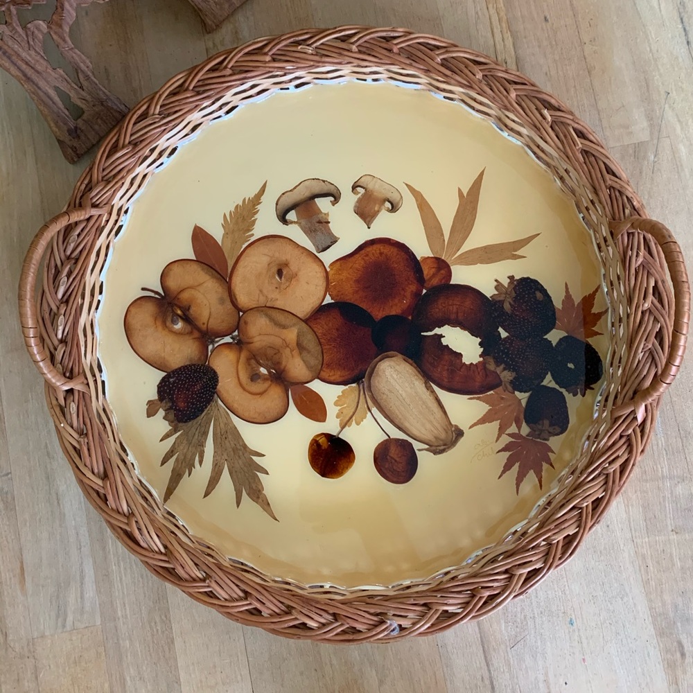 Vintage tray/wall hanging w/pressed fruit 🍁 💨